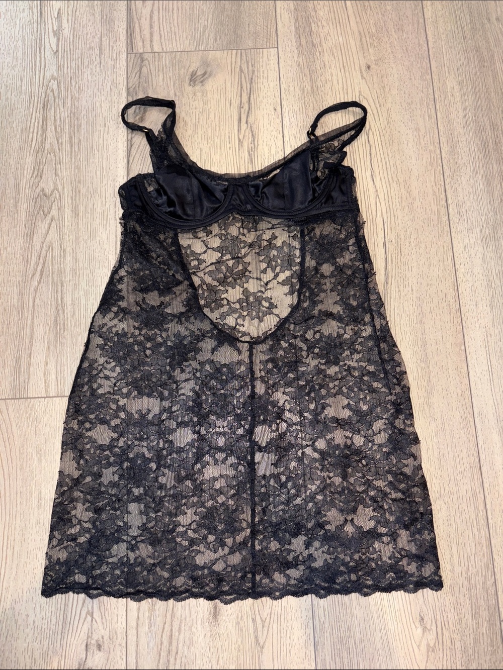 Victoria's Secret Black Sheer Lace Chemise